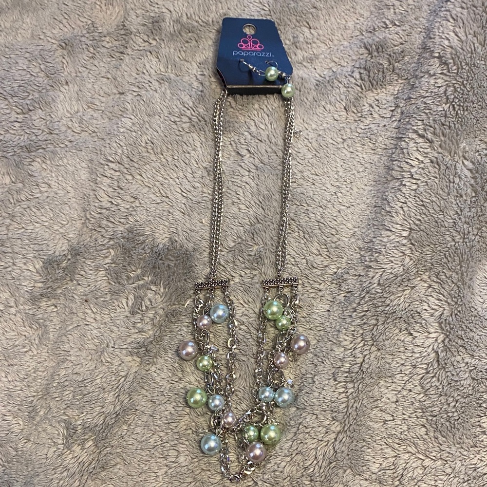 Paparazzi Silver Pastel Beaded Necklace